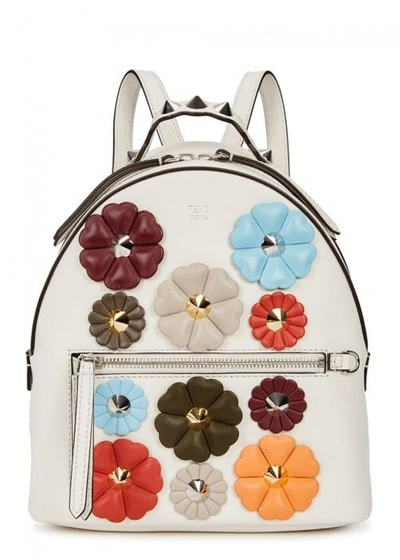 Shop Fendi Mini Floral-embellished Leather Backpack In Multicoloured