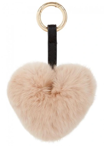 Shop Yves Salomon Blush Heart Fur Keyring
