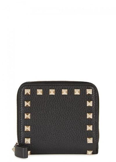 Shop Valentino Rockstud Black Leather Wallet