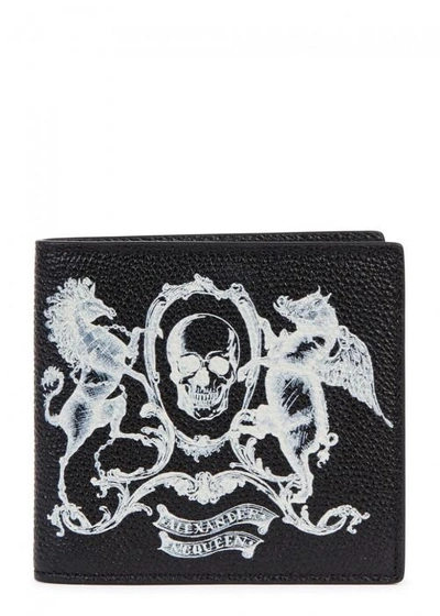 Shop Alexander Mcqueen Coat Of Arms Printed Leather Wallet In Black