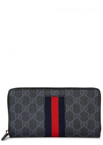 Shop Gucci Charcoal Gg Supreme Wallet In Black