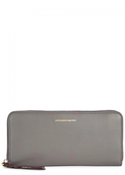Shop Alexander Mcqueen Grey Leather Wallet