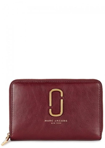 Shop Marc Jacobs Double J Red Leather Wallet In Dark Red