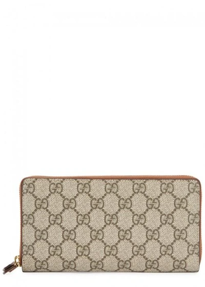 Shop Gucci Linea A Gg Supreme Wallet In Beige