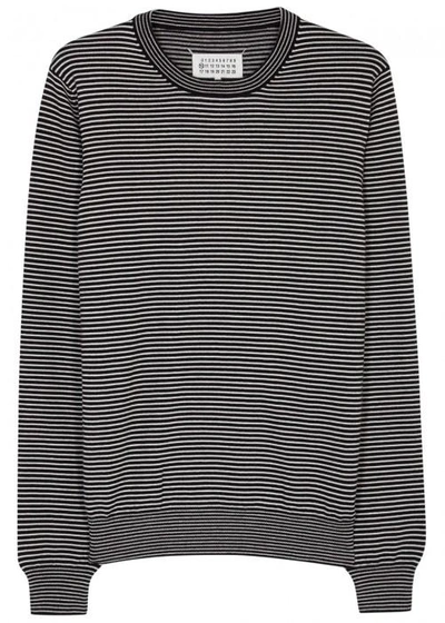 Shop Maison Margiela Striped Wool Blend Jumper In Black And White