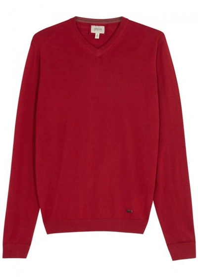 Shop Armani Collezioni Claret Wool Jumper In Red