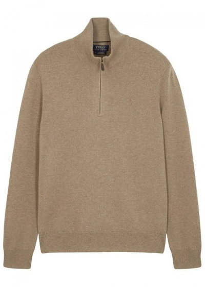 Shop Polo Ralph Lauren Loryelle Caramel Merino Wool Jumper In Beige