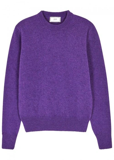 Shop Ami Alexandre Mattiussi Purple Chunky-knit Wool Jumper