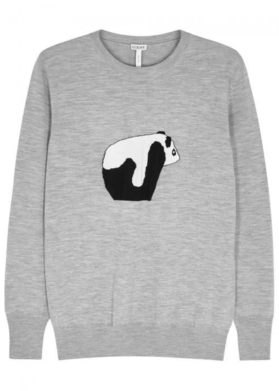 Shop Loewe Grey Panda Wool Jumper