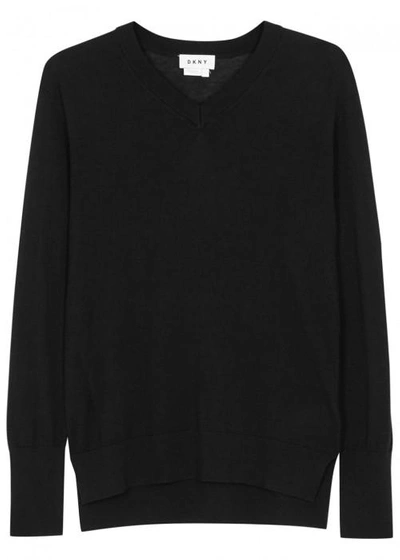 Shop Dkny Black Silk Blend Jumper