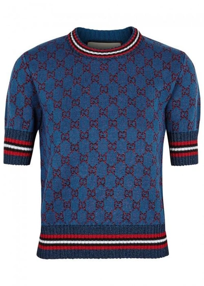 Shop Gucci Gg Wool Blend Jumper In Black And Red