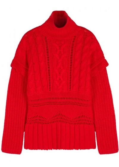 Shop Altuzarra Prelude Cable-knit Wool Jumper In Red