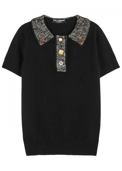 Shop Dolce & Gabbana Black Embellished Cashmere Blend Jumper