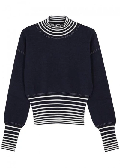 Shop Loewe Navy Striped Cotton Blend Jumper