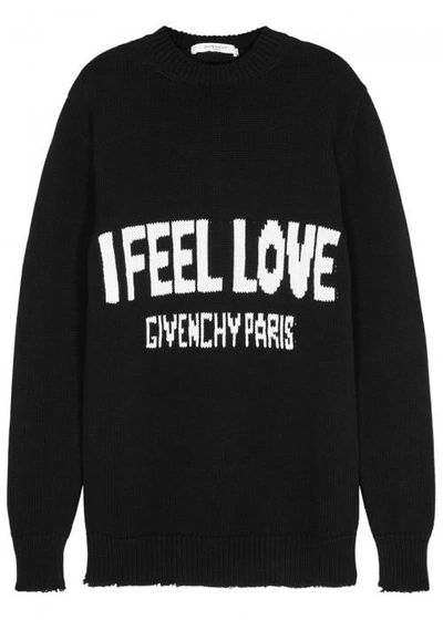 Shop Givenchy I Feel Love Cotton Jumper In Black And White