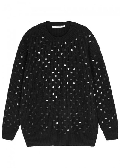 Shop Givenchy Embellished Wool Blend Jumper In Black