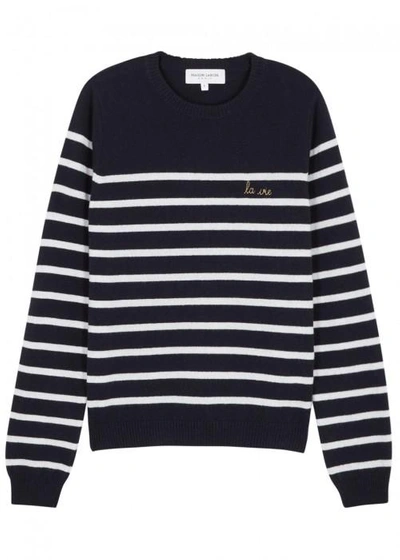 Shop Maison Labiche La Vie Striped Wool Jumper In Navy