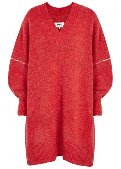 Shop Mm6 Maison Margiela Mm6 By Maison Margiela Red Oversized Wool Blend Jumper