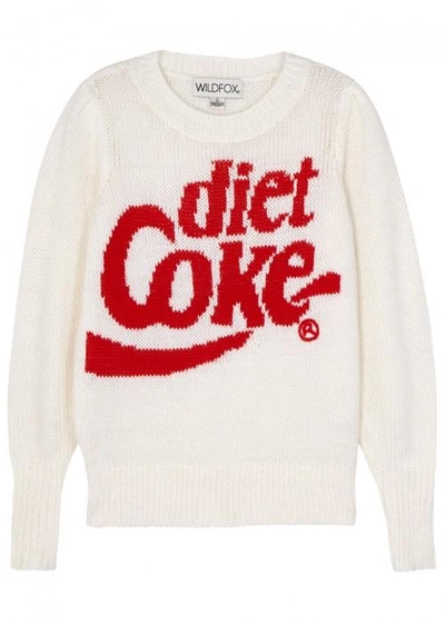 Shop Wildfox Diet Coke-intarsia Chunky-knit Jumper In Cream
