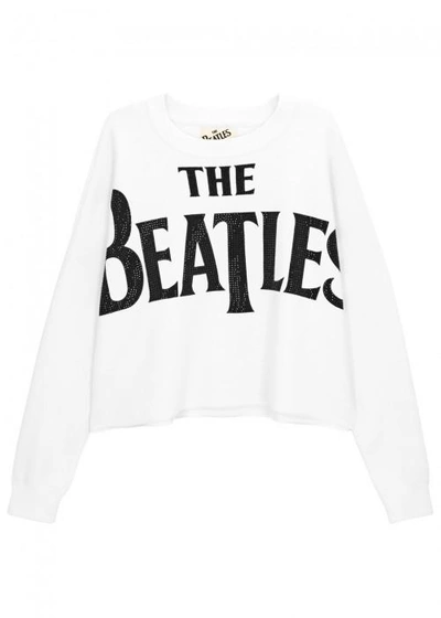 Shop Alice And Olivia A+o X The Beatles Quintin Embellished Jumper In White And Black