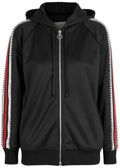 Shop Gucci Black Embellished Jersey Sweatshirt
