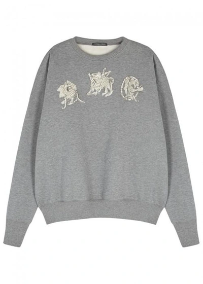 Shop Alexander Mcqueen Grey Mythical-embroidered Sweatshirt