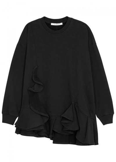 Shop Givenchy Black Ruffled Cotton Sweatshirt