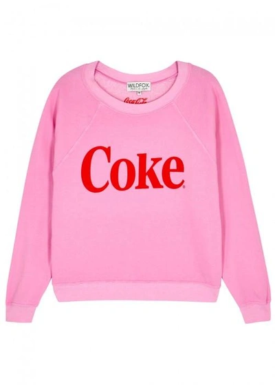 Shop Wildfox Classic Coke Cotton Blend Sweatshirt In Pink