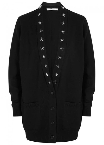 Shop Givenchy Black Star-embellished Cashmere Cardigan