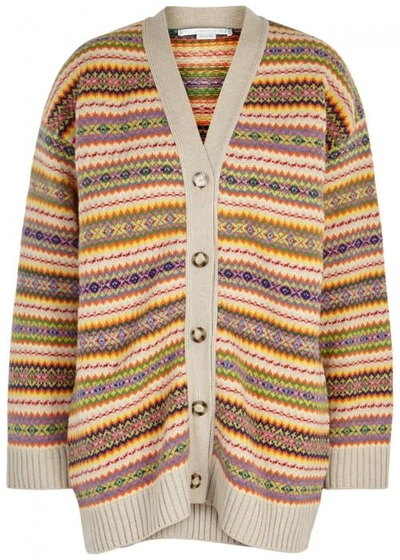 Shop Stella Mccartney Fair Isle Oversized Wool Cardigan In Multicoloured