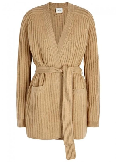 Shop Le Kasha Firenze Ribbed Cashmere Cardigan In Camel