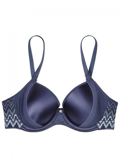 Shop Wacoal Enigma Satin Contour Bra In Navy