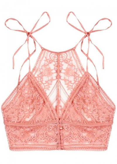 Shop Stella Mccartney Ophelia Whistling Leavers Lace Soft-cup Bra In Light Pink