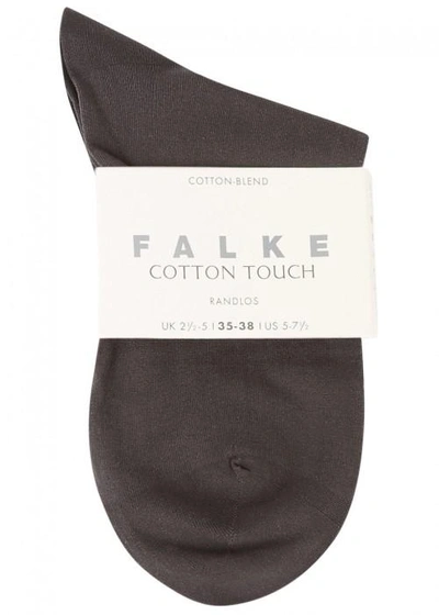 Shop Falke Cotton Touch Fine-knit Cotton Blend Socks In Anthracite