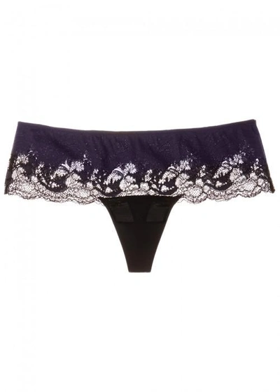 Shop Wacoal Lace Affair Indigo Lace Thong In Black And Grey