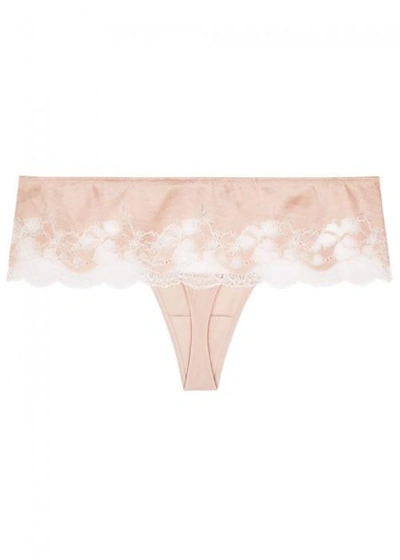 Shop Wacoal Lace Affair Blush Lace Thong In Rose