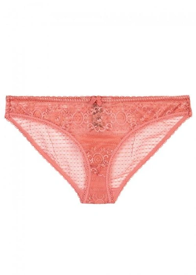 Shop Stella Mccartney Ophelia Whistling Leavers Lace Briefs In Light Pink