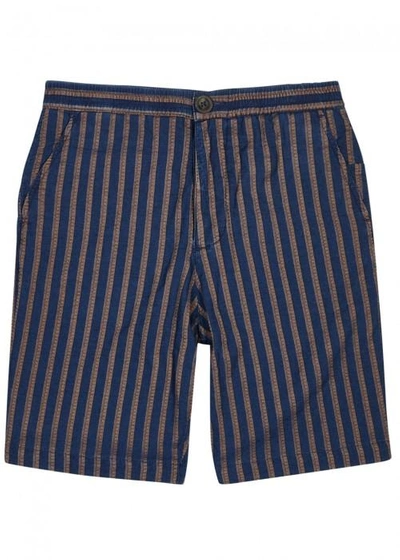 Shop Oliver Spencer Pemberton Striped Cotton Shorts In Navy