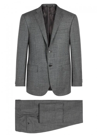 Shop Corneliani Grey Checked Super 110's Wool Suit