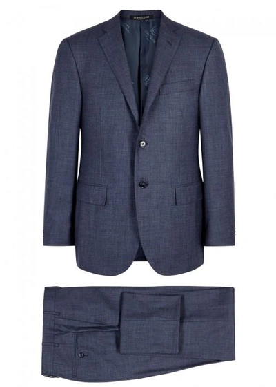 Shop Corneliani Dark Blue Super 150s Wool Blend Suit