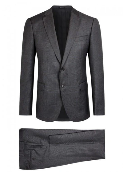 Shop Armani Collezioni Grey Checked Wool Suit