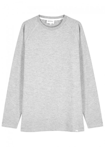 Shop Norse Projects Victor Grey Brushed Cotton Sweatshirt