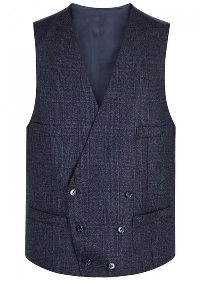 Shop Corneliani Navy Double-breasted Wool Waistcoat