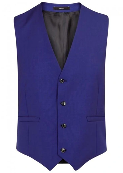 Shop Paul Smith Soho Blue Wool Blend Travel Waistcoat In Royal Blue