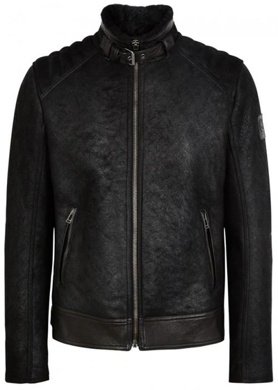 Shop Belstaff Westlake Black Shearling Leather Jacket