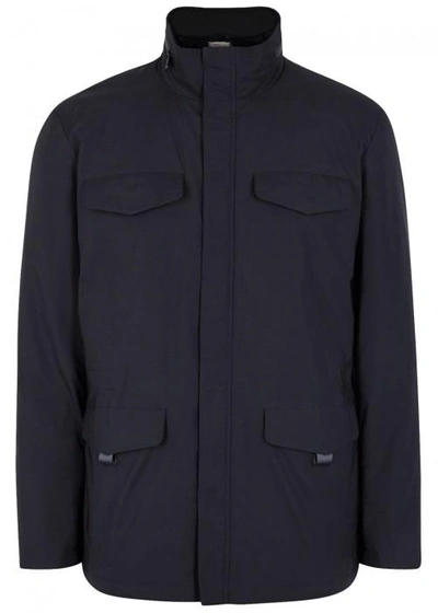 Shop Armani Collezioni Navy Water-resistant Shell Jacket