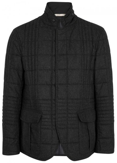 Shop Armani Collezioni Quilted Wool Blend Jacket In Grey