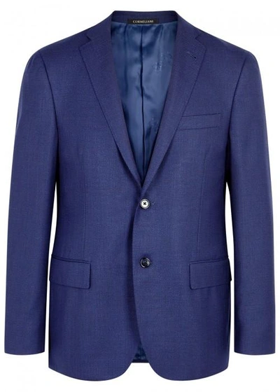 Shop Corneliani Blue Super 110's Wool Blazer