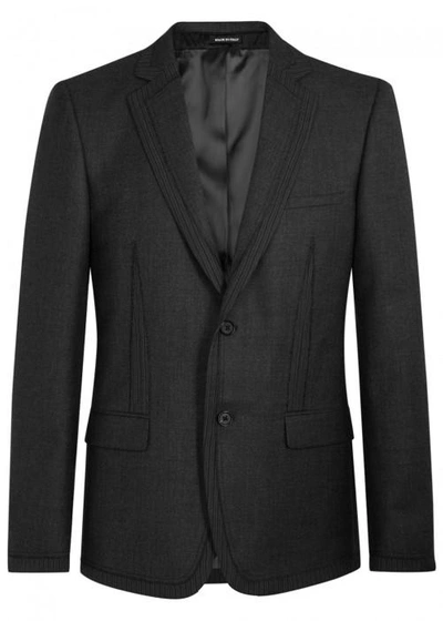 Shop Alexander Mcqueen Charcoal Wool Blazer In Grey
