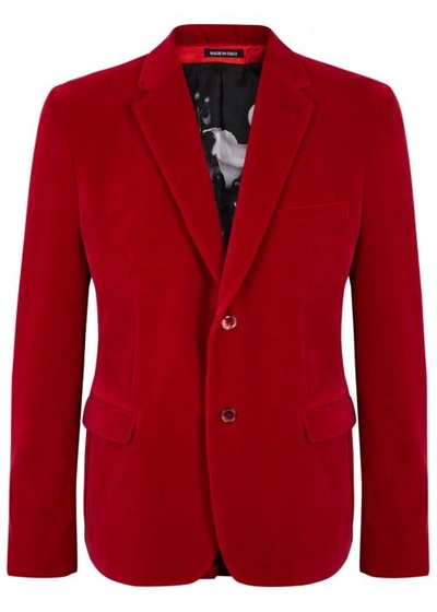 Shop Alexander Mcqueen Red Velvet Blazer